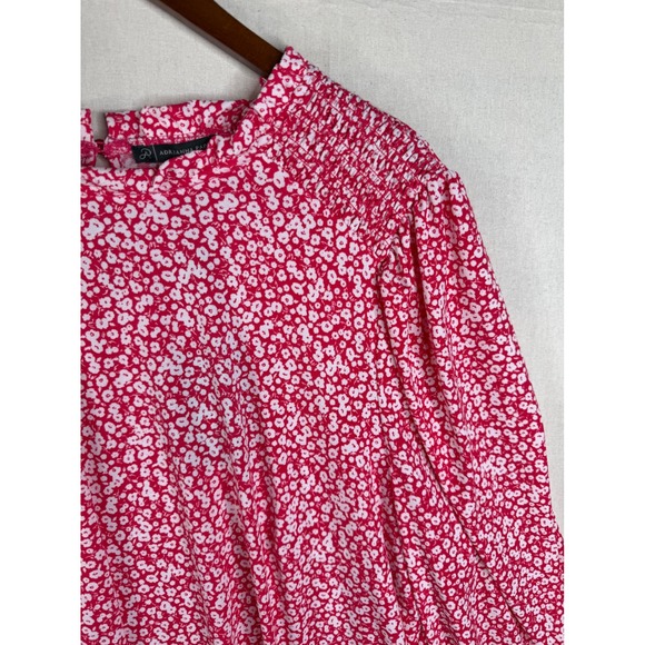 New Adrianna Papell Floral Print Ruffle Neck 3/4 Sleeve Blouse size 3X Red/White - Picture 6 of 8